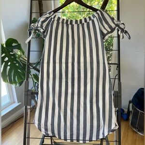 Striped Cotton Dress - Elastic Neckline can be worn off the shoulder